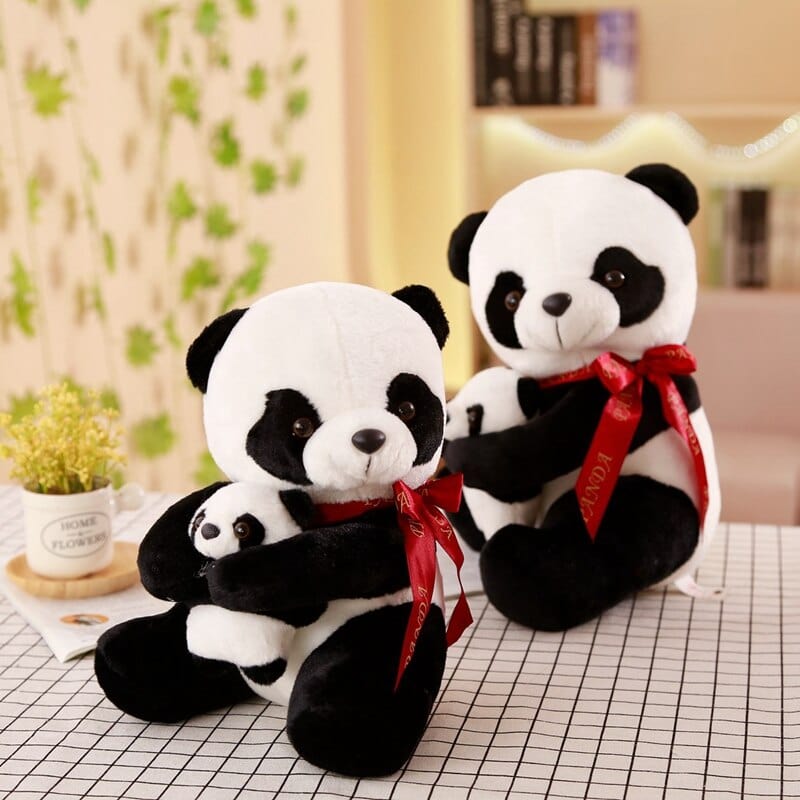 Peluche Panda 30 Cm – Animal En Chiffon Doux – Poupée Câline Lavable – Cadeau Anniversaire Noël – Fille Enfant